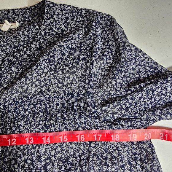 Avec Les Filles Sz S Microfloral Printed Pleated Shirt Flowy Shift Dress - Picture 14 of 16